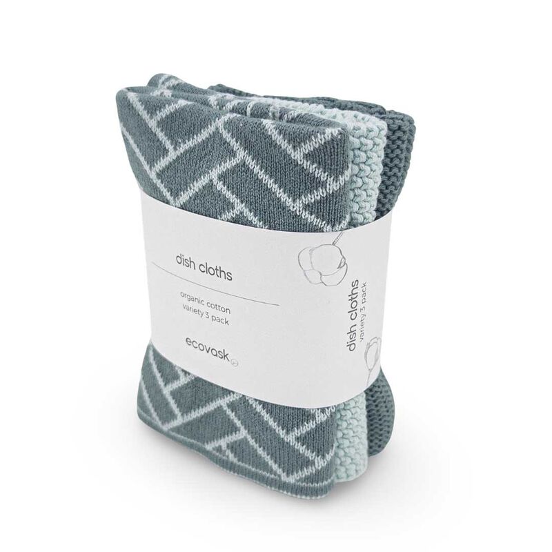 Ecovask Dishcloth Variety 3Pk - Sea Foam Herringbone image number 2